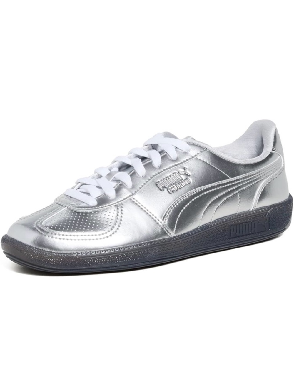 Puma Palermo Metallic Silver Low-Profile Sneaker